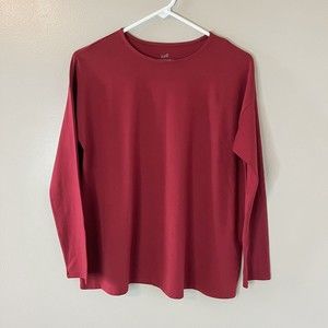 J. Jill Luxe Supima Cotton Long Sleeve Tee Rust Red Shirt Size XS